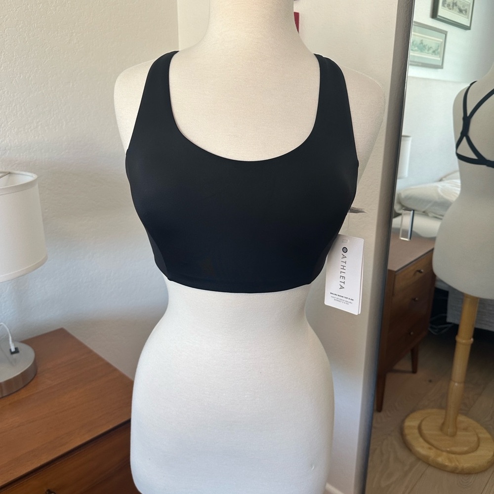 Athleta Malibu Black Scoop Swim Top